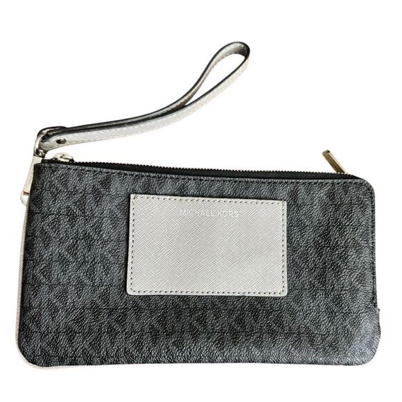 Michael Kors Signature Print Gray Double Zip Wallet / NWOT - Picture 1 of 7
